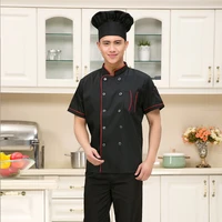 new summer short sleeved black chef service hotel working wear restaurant work clothes double breasted uniform chef jackets