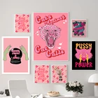 Феминистская мода искусство розовая девушка мощность стена искусство холст живопись девушки подарок современные картины гостиная настенный постер в спальню