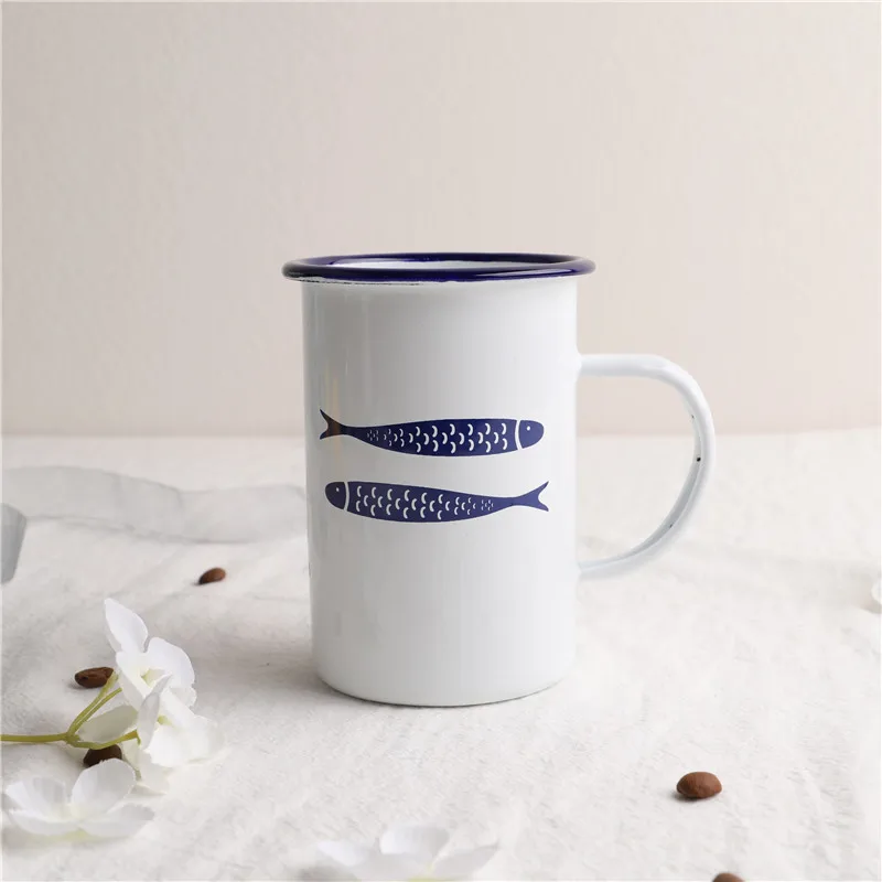 Стакан для пива синяя деревянная эмалированная чашка молока с высоким горлышком