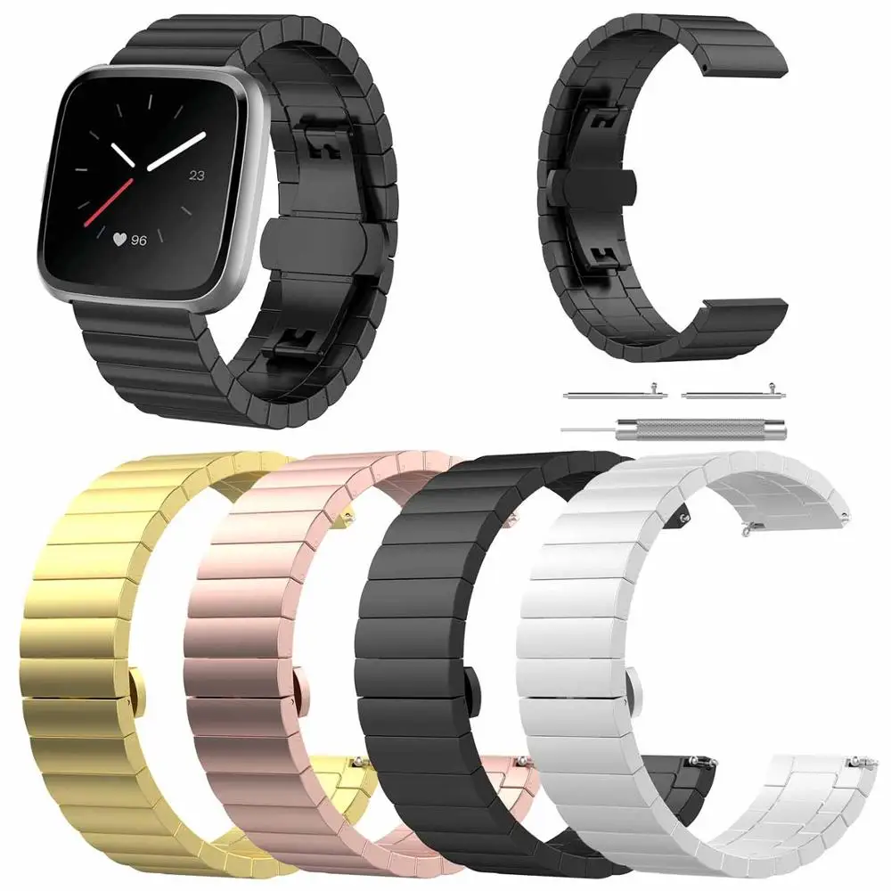 Металлический ремешок из нержавеющей стали для Fitbit Versa/Versa 2 Смарт-часы браслет