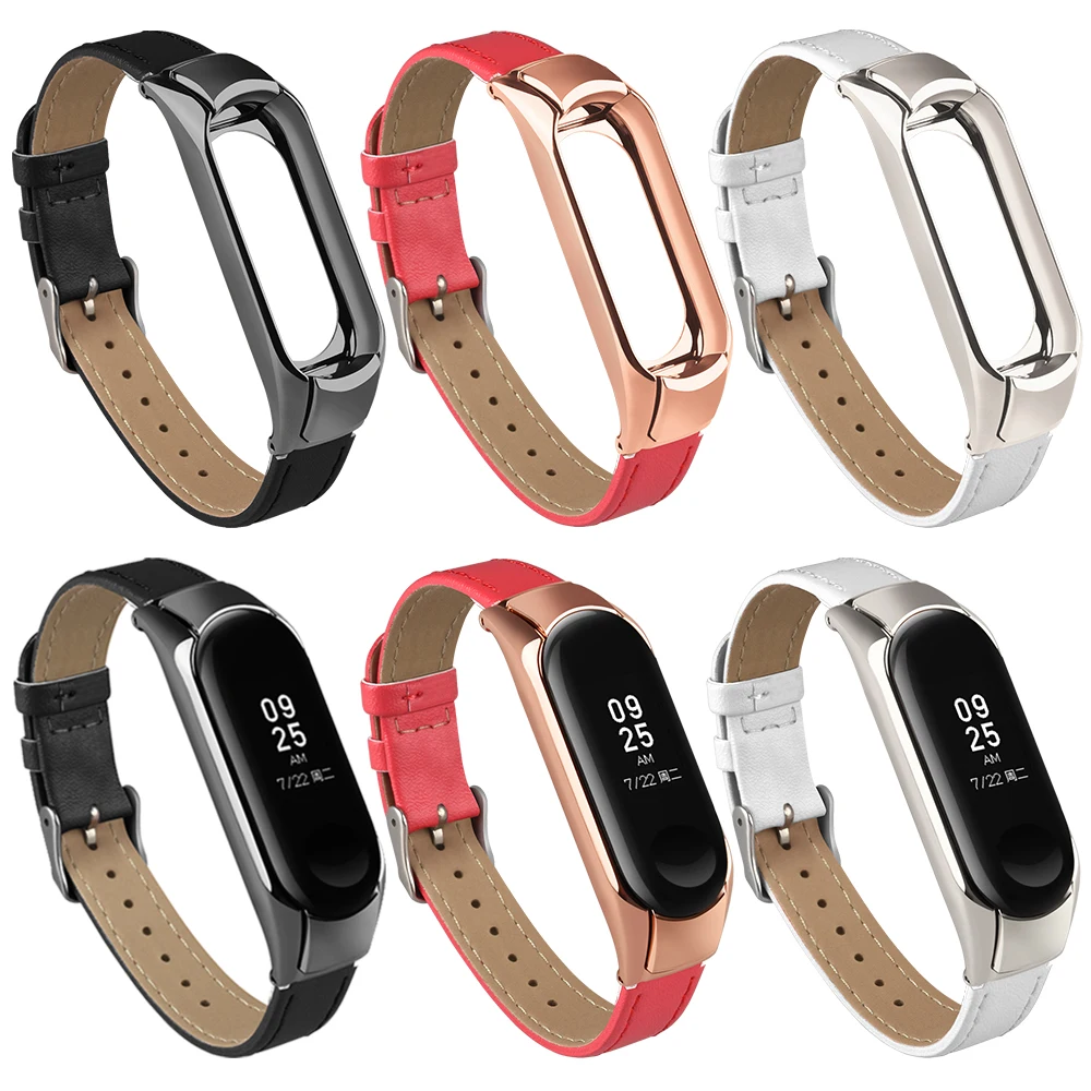 Кожаный ремешок Xiaomi mi band 3/4 для Mi Band 3 сменный металлический без винтов 4