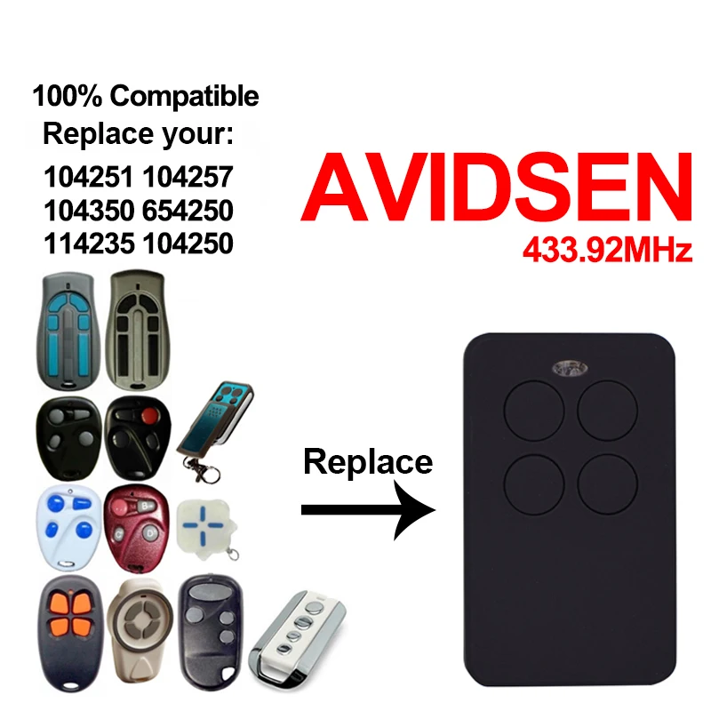 Для AVIDSEN 104251 104257 104350 654250 114235 104250 ворота гаража с дистанционным управлением 433 92 МГц