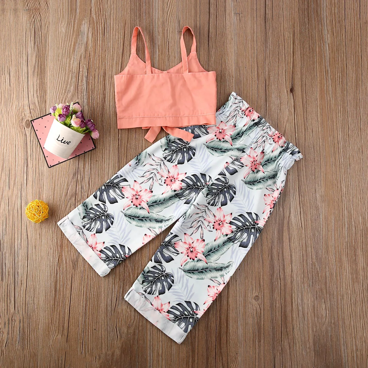 2020 летняя одежда для маленьких девочек детские топы на бретельках + брюки с