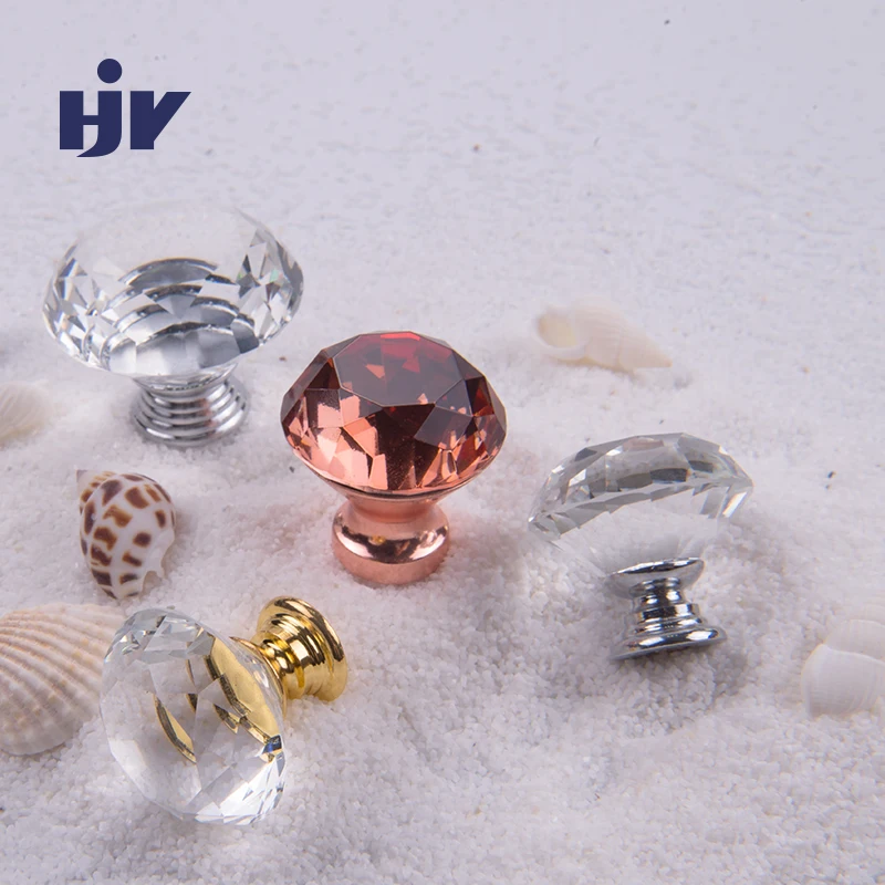Ручки из стекла и хрусталя ручки розового золота для мебели шкафа выдвижного