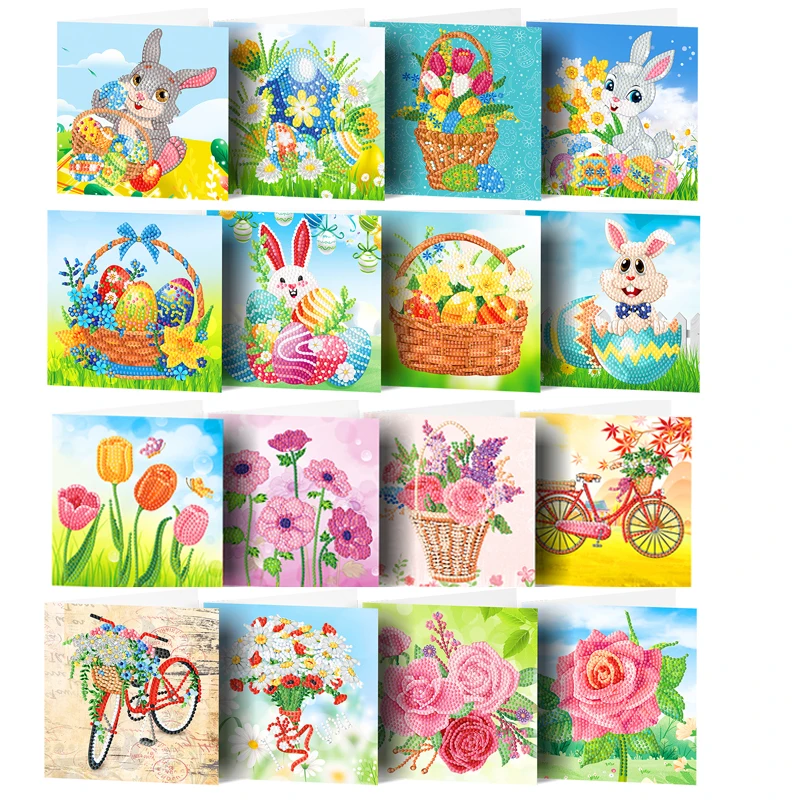 

Easter Gift DIY Diamond Painting Diamond Greeting Card Bunny Egg Bouquet Figure Handmade Mosaic Diamond Embroidery Holiday Gift