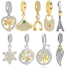 ELESHE в европейском стиле из бисера из ювелирных изделий 925 пробы серебро Эйфелева башня Луна, Звезды любящее сердце Серьги Подвески подходят к оригинальному браслету, сделай сам, ювелирное изделие