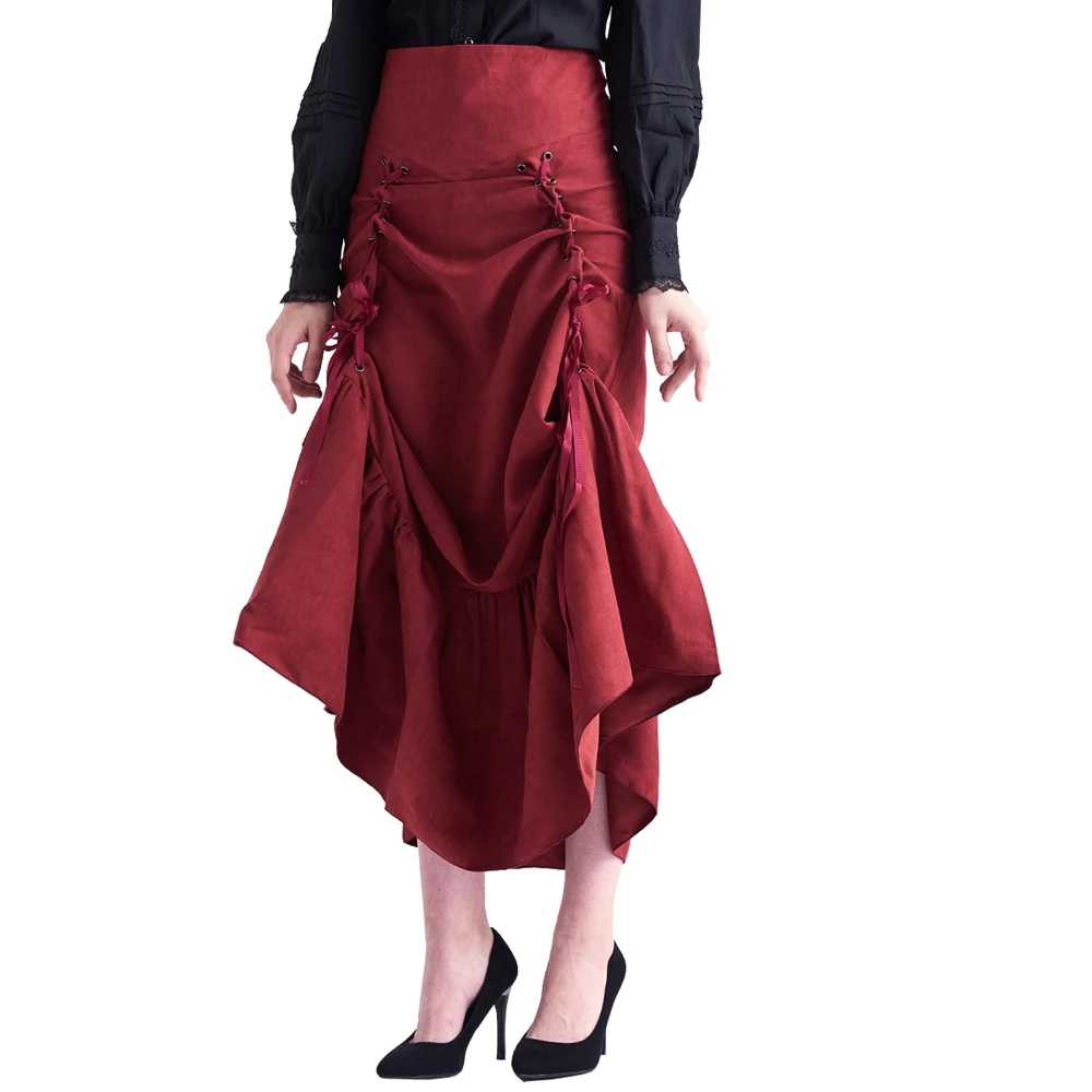 Урожай готический корсет юбка Викторианский стимпанк Косплей Длинные рябить