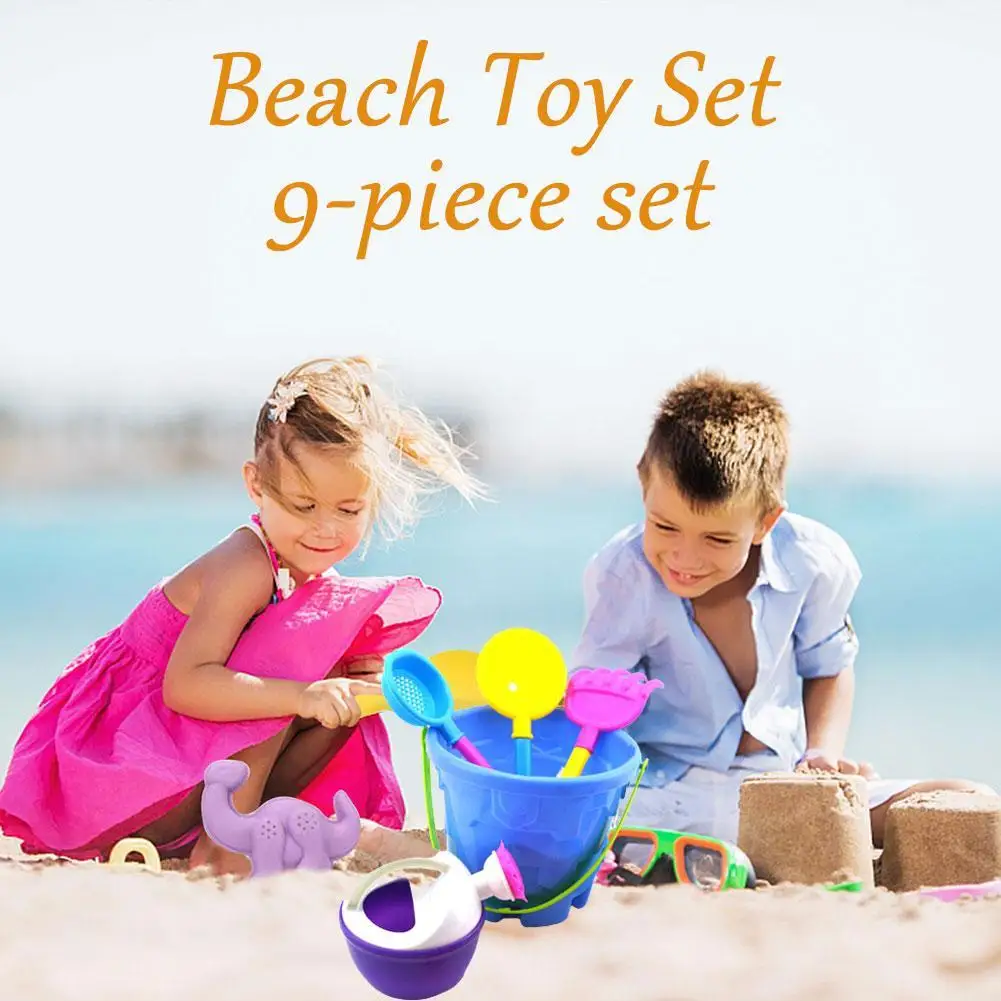 

9pcs Children's Beach Sand Toy Set Beach Bucket Watering Kit Summer Beach Toys Can Sandbox Rake Play Tool Toys Mold Shovel J4J7