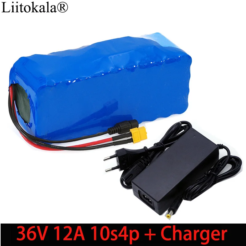 Комплект литий ионных аккумуляторов Liitokala 36 В 12 а/ч 10s4p 18650 XT60 вилка