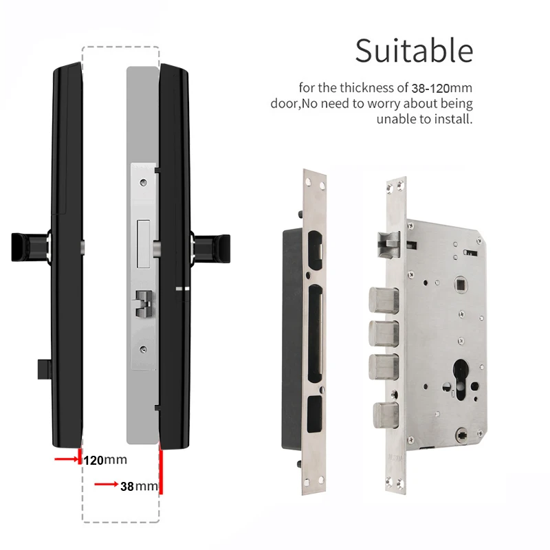 Европейский врезной Bluetooth TTLock отпечатков пальцев замок, электронный умный дверной замок для алюминиевой стеклянной двери