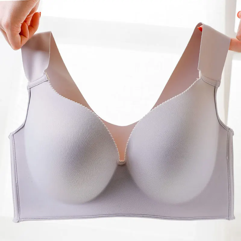 

Seamless-bra One Piece Plus Size Underwear Sexy Women's Ultra Thin Wireless Gathered Full Cup Push-Up Solid Girl Lingerie D E