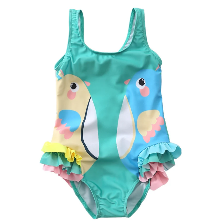 Детский цельный купальник для девочек купальный костюм с мультяшным рисунком