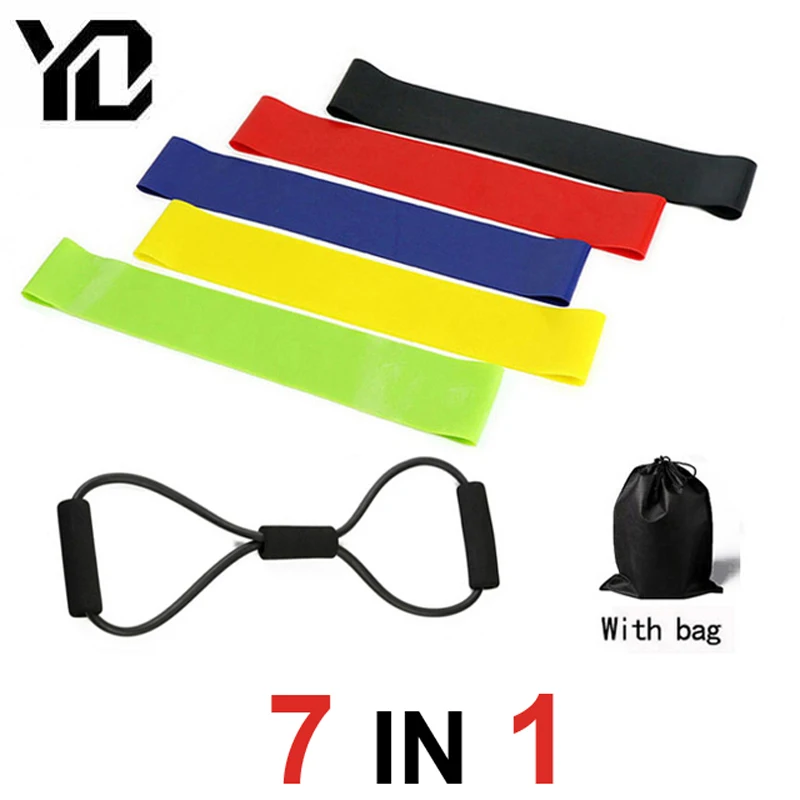 

7Pcs/lot Fitness Resistance Rubber Bands Workout Training Equipment Gym Fitness Booty Elastic Band Yoga Exercise Train Home