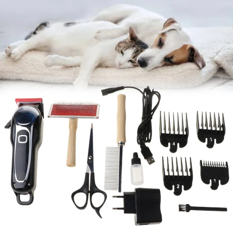 

Professional Electric Hair Clippers Pet Fur Trimmer Barber Grooming Kit Rechargeable Cordless Haircut Machine