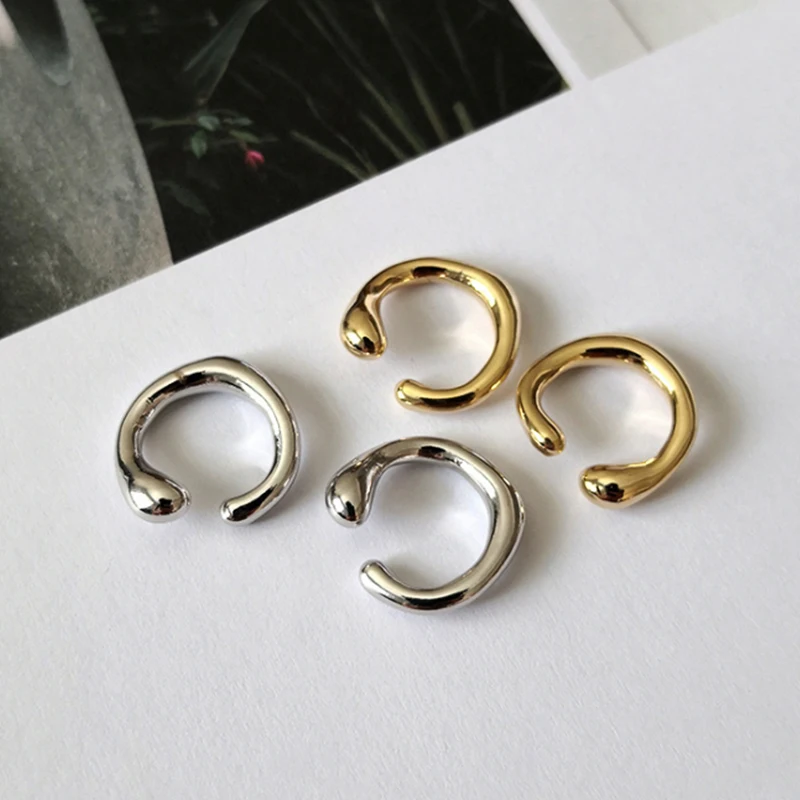 

UILZ Korean Ear Clip Cuff for Women Punk Gold Color Irregular Clip Earrings Vintage Simple Without Piercing Geometric Jewelry