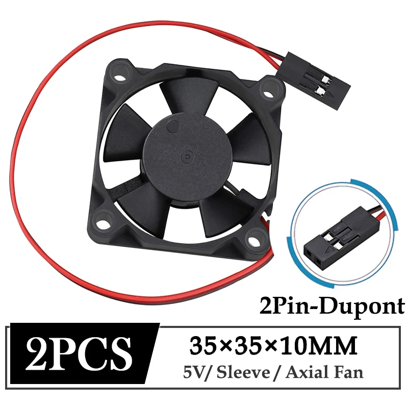 

2Pcs Gdstime DC 5V Fan 35mm 35x35x10mm Axial Computer PC Case Cooling Fan 3CM 3510 Dupont Connector Mini Brushless Cooler Fan