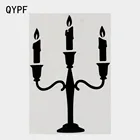 QYPF 10,6 см  14,6 см виниловый автомобильный стикер с тремя Подсвечниками и свечами черныйсеребристый 2A-0257