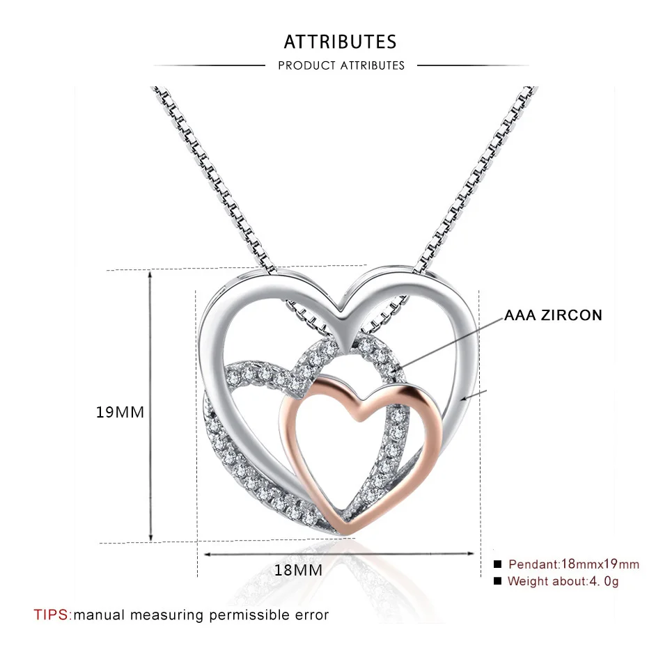 Красивые стерлингового серебра 925 плата три ожерелья с сердечками и подвески для