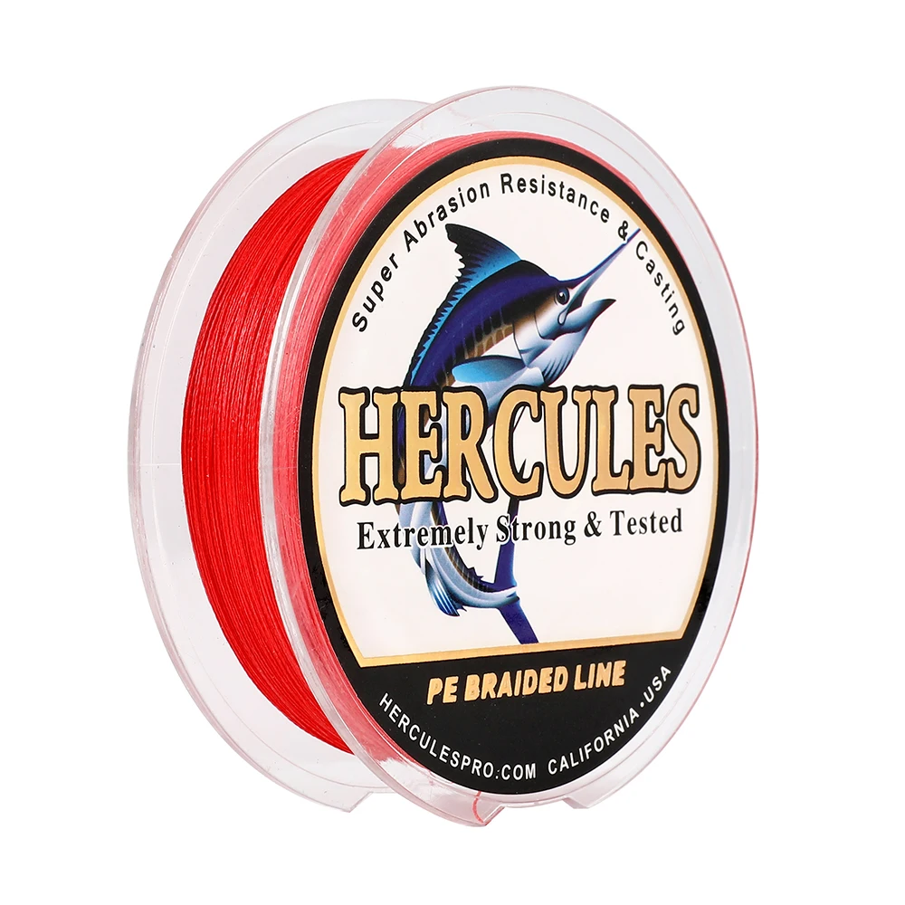 Рыболовная леска Hercules 4 нити 100% без потери цвета красный 100 м 1000 PE 10 120LB Карп