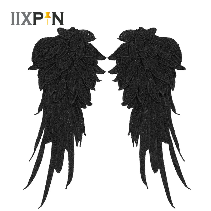 

Black Wings Angel Wings Cosplay Wings Embroidered Patch Fabric Iron-on Sew-on Patches Badges Angel Wings Applique cosplay wings