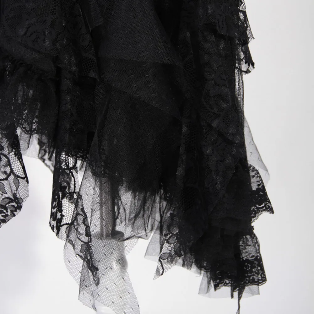 

Maxi Luxury Soft Tulle Skirt Lace Stitching Gothic Red Black Pleated Tutu Skirts Womens Vintage Petticoat Lange Rok Jupes