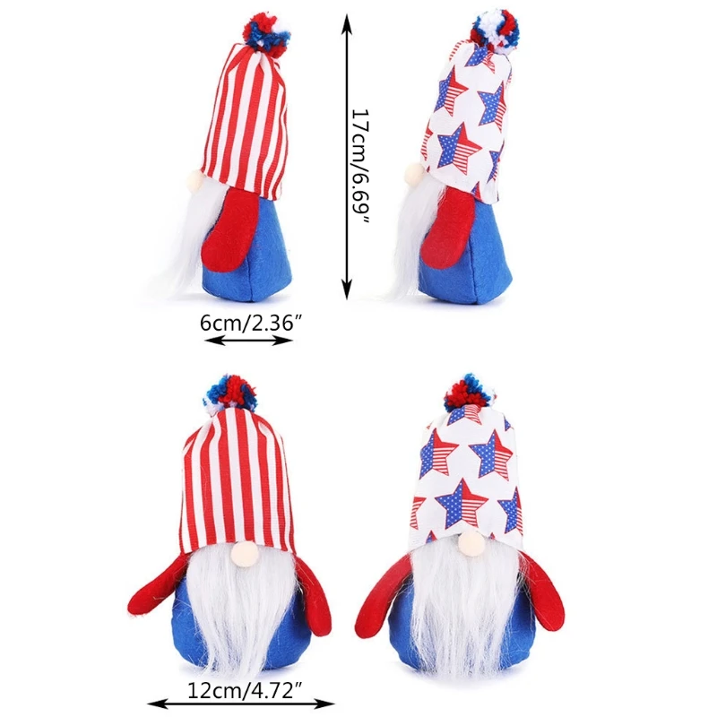 

Patriotic Veterans Day Gnome Decorations Handmade Stars Hat Plush Gnome Doll toy Swedish Tomte Nisse Ornaments 4th of July Gift