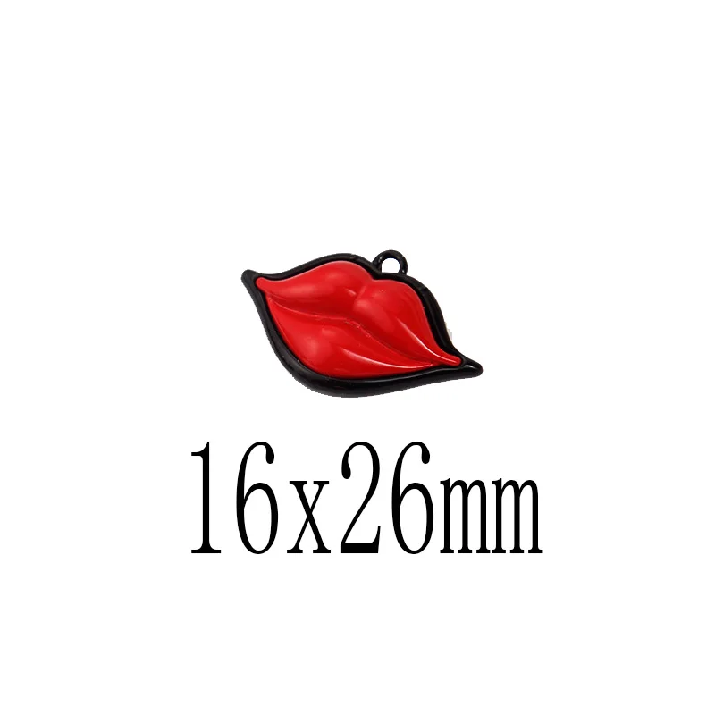10 шт. разнообразные эмалевые красные губы золотого цвета из цинкового сплава для