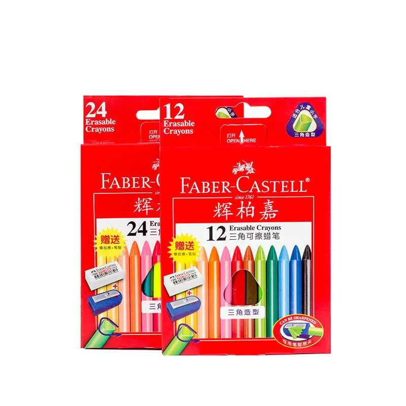 

Faber Castell Erasable Oil Pastels triangle 12/24 colors Set Drawing Wax Crayons for Student School Office Art Supplies