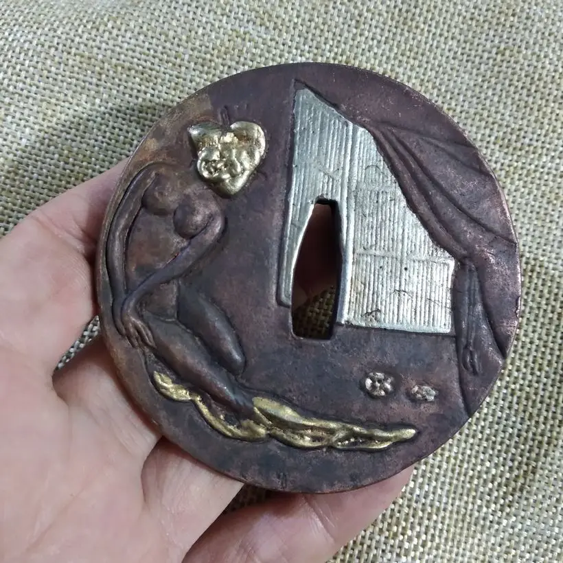 Винтажный чехол Tsuba для японской Самурайской Катаны фальшивой воина меча круга |