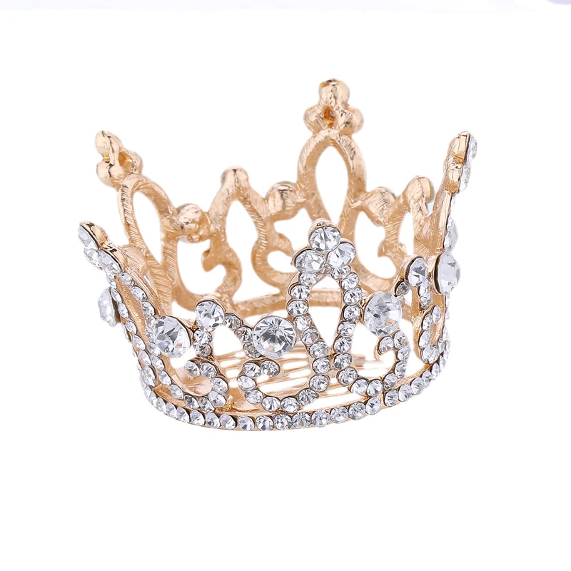 TDQUEEN тиары и короны Золотое посеребренное Покрытие Полный Круглый горный хрусталь кристалл для маленьких девочек Рождественский подарок аксессуары для волос