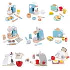 Игрушка деревянная имитация кухни для детей, притворяется, что готовит дом, хлебопечка, кофейная машина, игрушка для раннего развития ребенка, забавный подарок