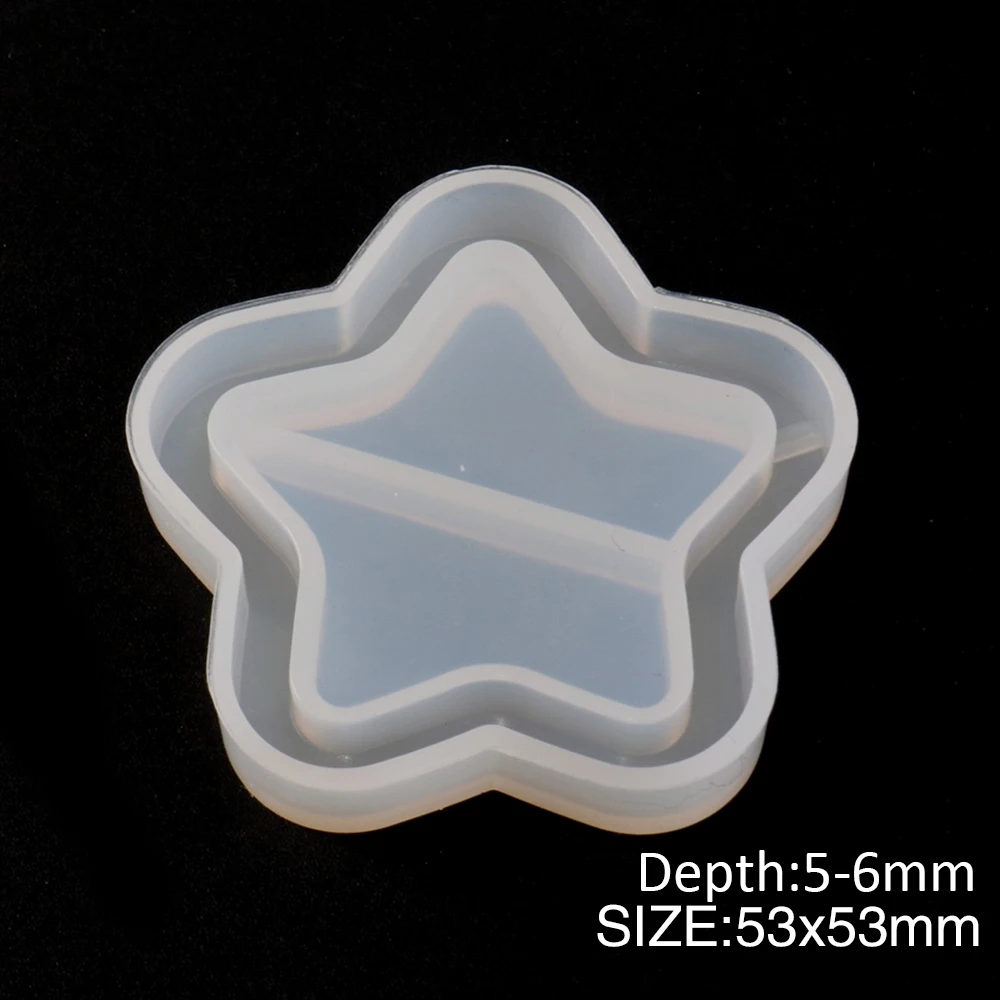 53x53mm Новые Клубничные прозрачные силиконовые формы смолы ледяные звезды шейкер Брелоки для ключей блестящая форма DIY инструмент для выпечки ювелирных изделий, 10Yc7453 - Цвет: 53x53mm
