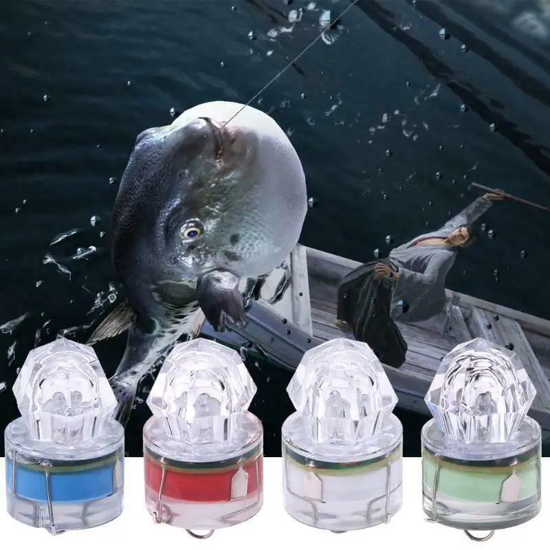 30/50/100Pcs Mini LED Waterproof Fishing Bait Light Diamond LED Deep Drop Underwater Lure Light Flash Fishing Bait Lamp