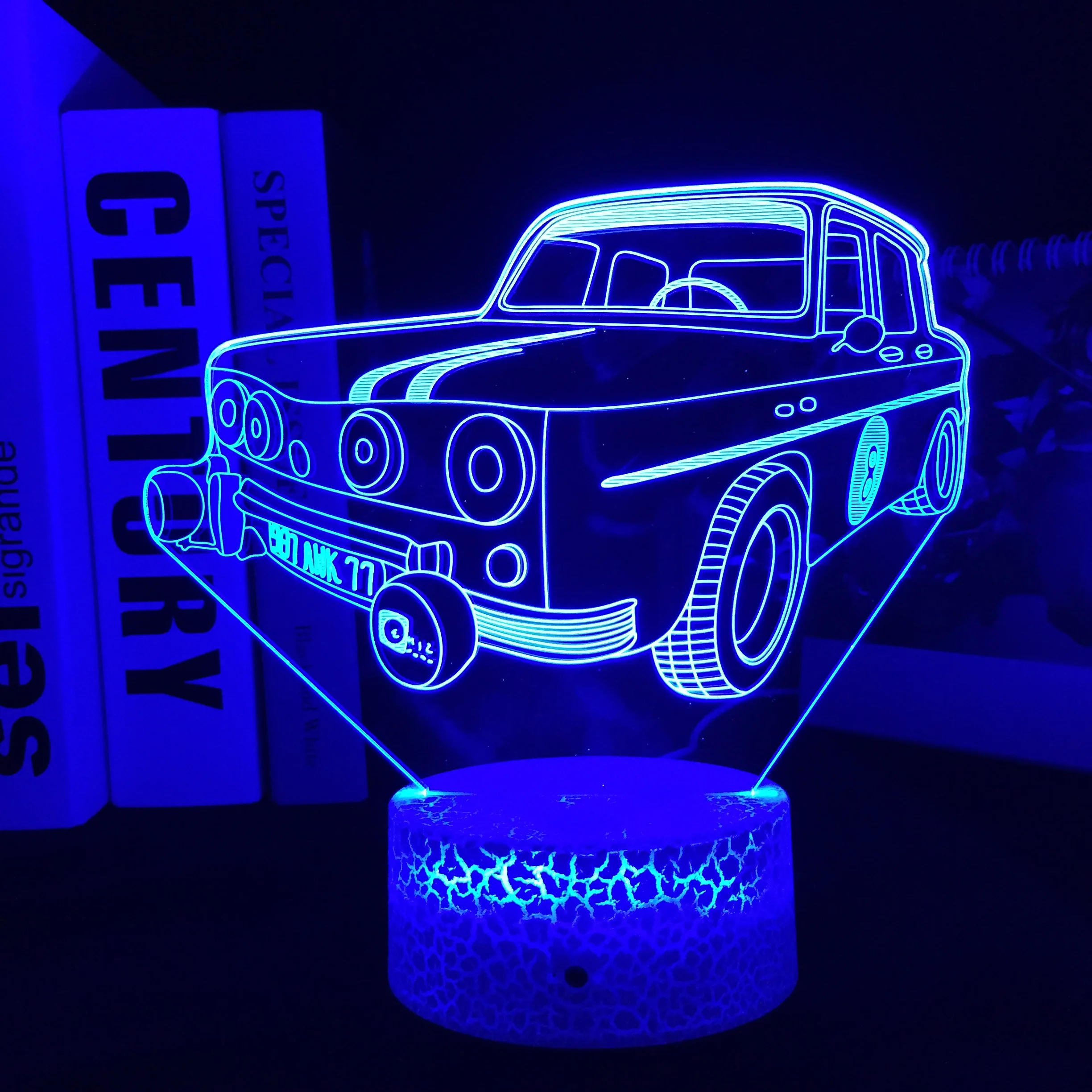 Car Series With Numbers 3D LED Lamp Visual Illusion White Cracked Base Acrylic Light Guide Plate for Festival Birthday Gifts | Лампы и