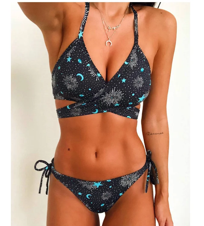 

2020 Europe and America new fashion sexy bandage Swimsuit Bikini two piece set