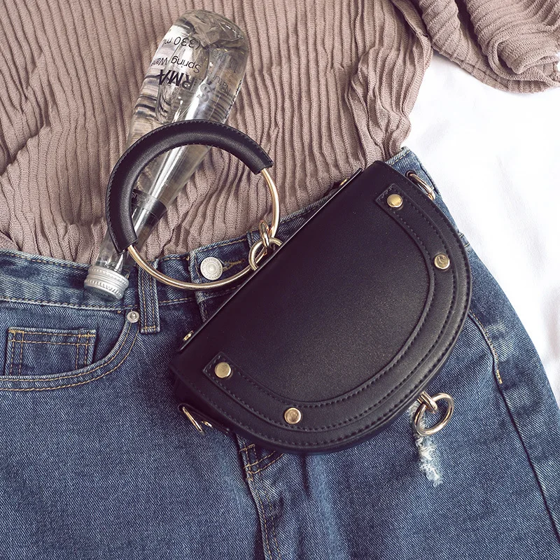 

The New Metal Hand - Held Semi-Round Dumpling Bag For Women The Trend For Women Semi-Round Hand Bill Of Lading Shoulder Bag