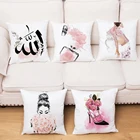 Модная розовая Геометрическая наволочка для духов, цветочные чехлы, сетчатая красная наволочка для дивана, домашняя декоративная наволочка для подушки