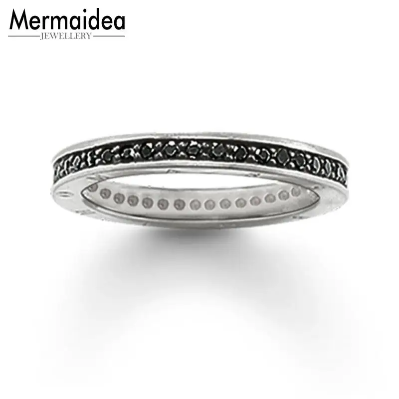 Посеребренные однорядные кольца из черного циркония кольцо без вечной рамки