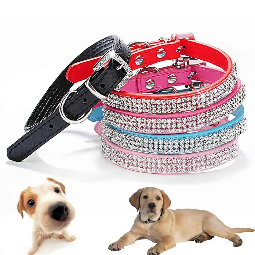 Собачий ошейник поводок регулируемая безопасность яркие кристаллы аксессуары