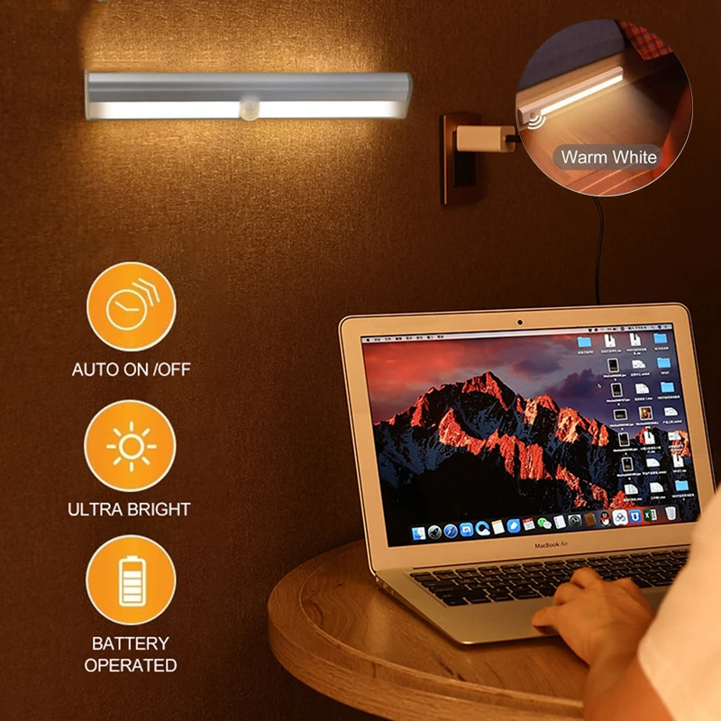 

Motion Sensor Wireless LED Night Lights Rechargeable Lamp Staircase Closet Room Aisle Lighting Bedroom Decor Light Easy Install