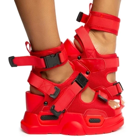 Женские босоножки на массивной платформе танкетке | Обувь