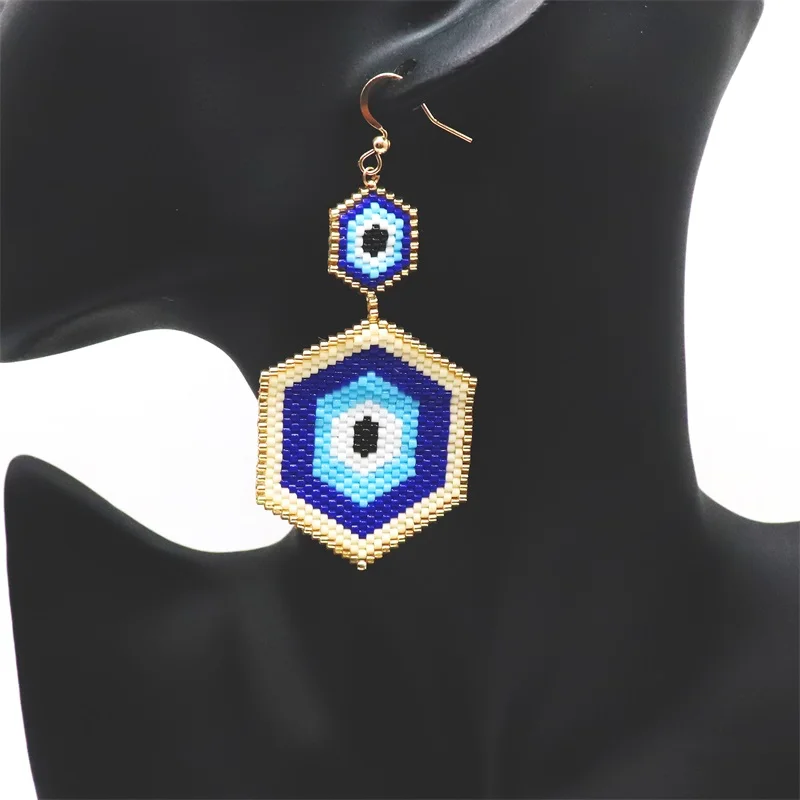 

ZHONGVI 2021 Evil Eye Earrings For Women Miyuki Earring Trendy Handmade Glass Beads Jewelry Wholesale Pendientes Femme Gift