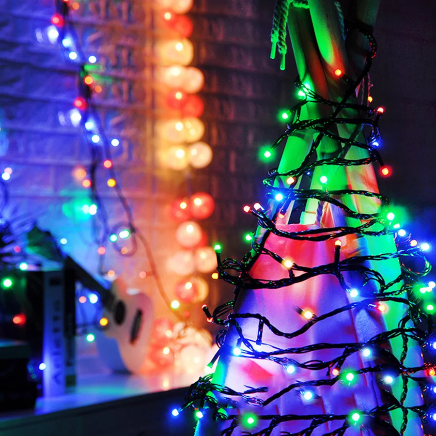 10M 80 LED Fairy String Lights Black Wire Christmas Tree Garland Light Wedding Party Waterproof Curtain | Лампы и освещение