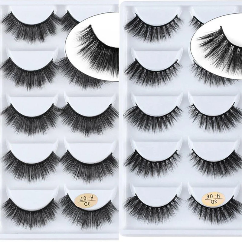5 pairs of thick curled cross 3D mink handmade false eyelashes eyelash extension | Красота и здоровье