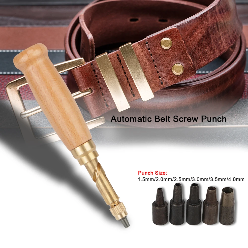 

Leather Craft Tools With 6 Size Tip 1.5-4mm Mute Automatic Belts Punch Replaceable Hole Punches Rotary Punching Puncher