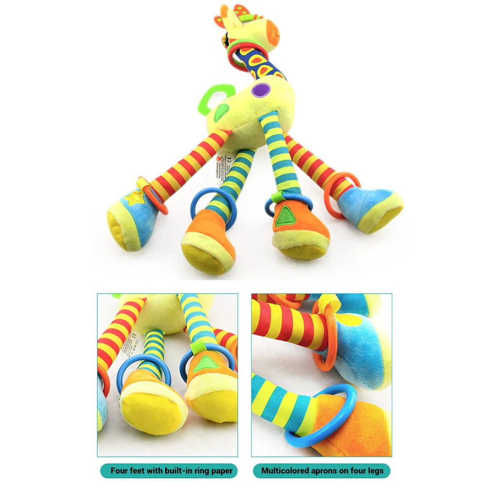 Мягкая погремушка с жирафом для новорожденных милая плюшевая детская коляска