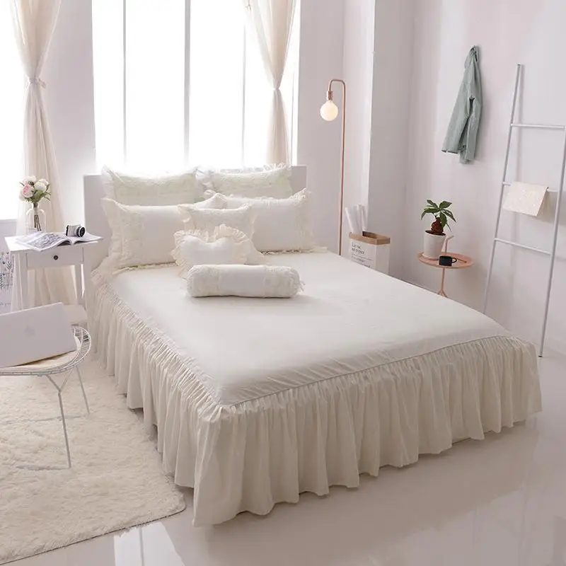 Princess style lace bedskirt set twin queen king size bedding 100% cotton soft bedclothes duvet cover bed linen | Дом и сад