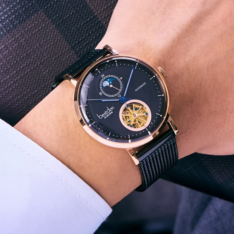 Швейцарские мужские механические наручные часы автоматические с турбийоном