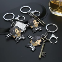 2pcs attack on titan keychain cartoon mikasa ackerman metal pendants fl%c3%bcgel der freiheit key rings jewelry gifts anime wholesale