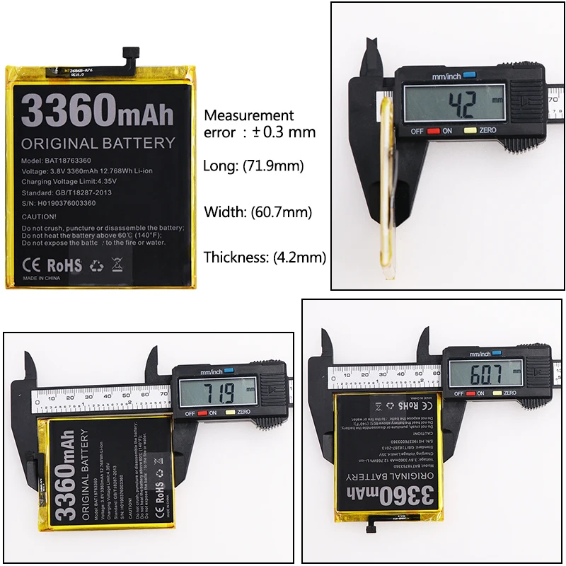 3.8V 3360mAh battery For Doogee Y7 phone high quality Replacement Batteries Bateria for Doogee Y7 smart phone with tools